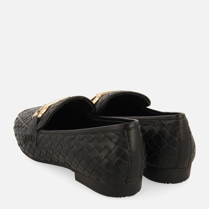 Mocasines negros de piel trenzada para mujer emery 
