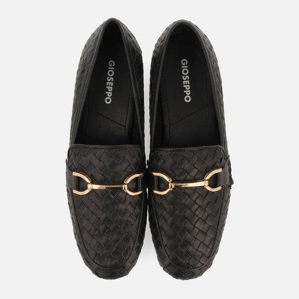 Mocasines negros de piel trenzada para mujer emery 