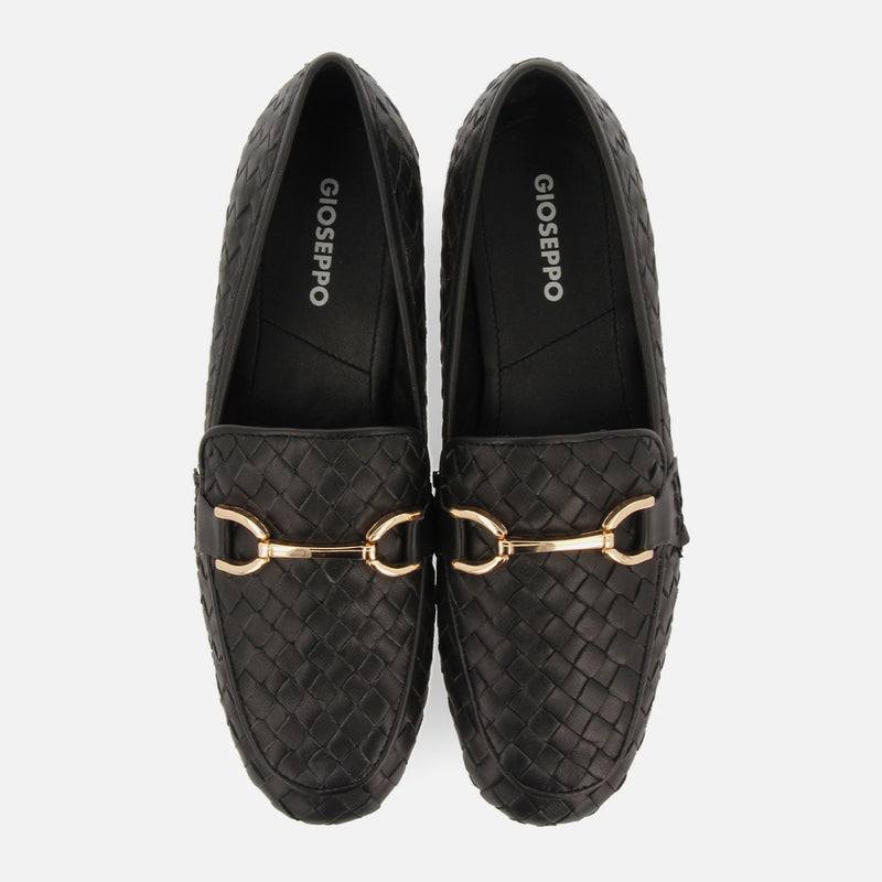 Mocasines negros de piel trenzada para mujer emery 