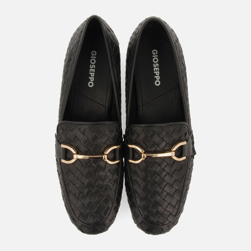 Mocasines negros de piel trenzada para mujer emery 