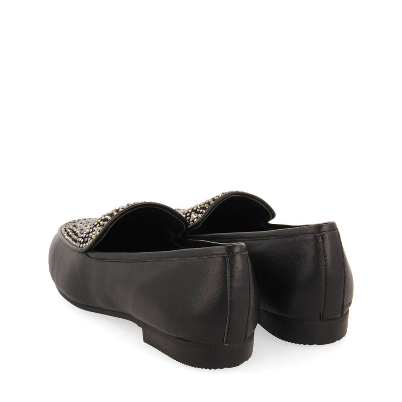 Mocasines negros con detalle de cristales de strass para mujer langeland 