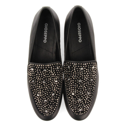 MOCASINES NEGROS CON DETALLE DE CRISTALES DE STRASS PARA MUJER LANGELAND 