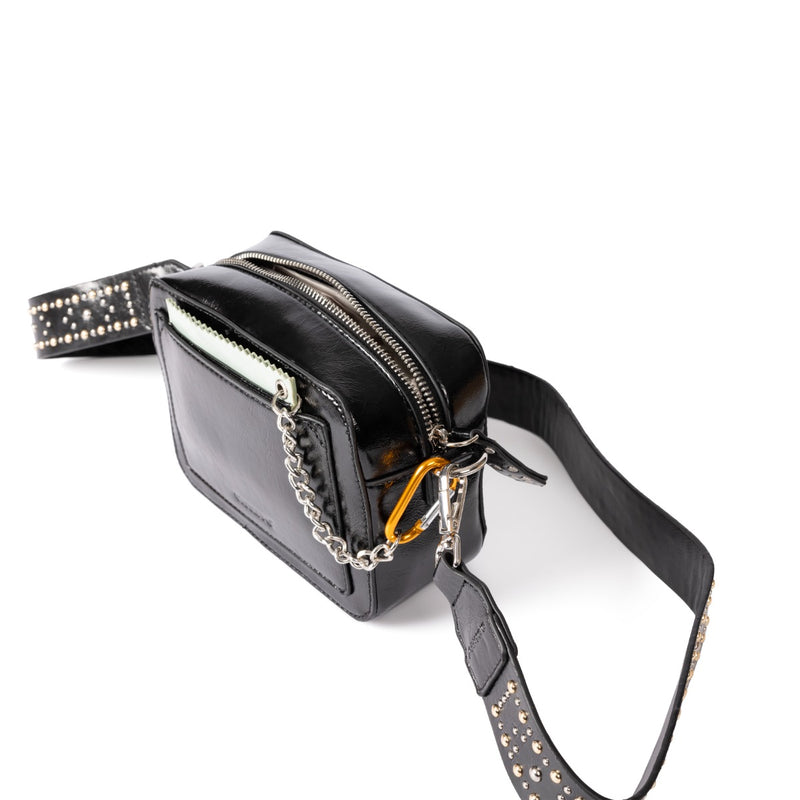 Atna black bag with studded strap