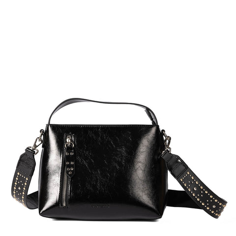 EBERAU BLACK SHOPPER BAG WITH STUDDED STRAP