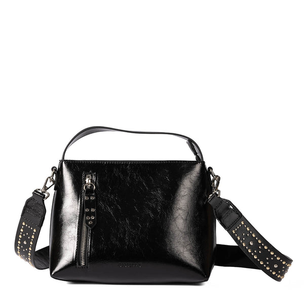 Eberau black shopper bag with studded strap