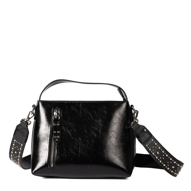 Eberau black shopper bag with studded strap