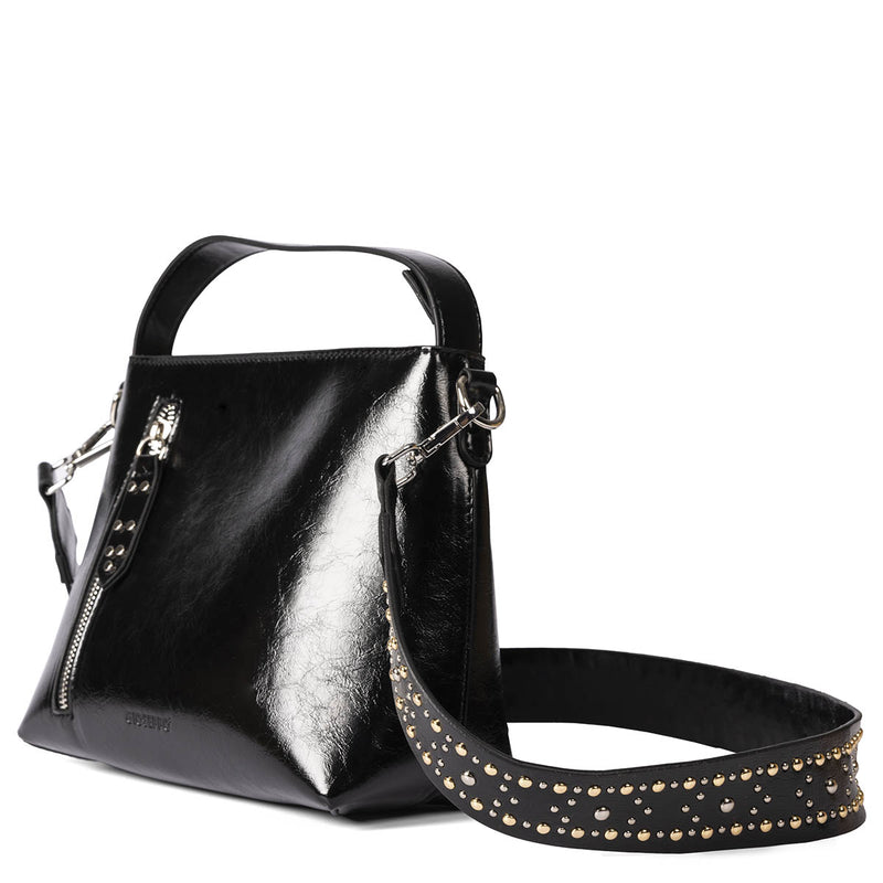 Eberau black shopper bag with studded strap