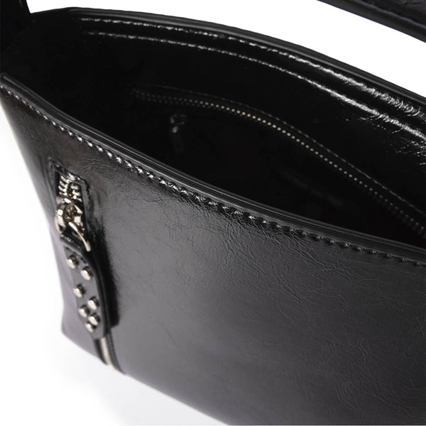 Eberau black shopper bag with studded strap