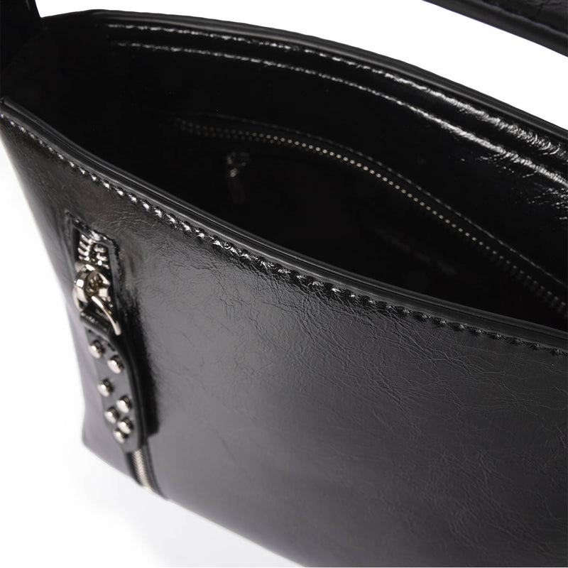 Eberau black shopper bag with studded strap