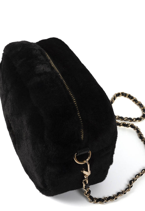 MALA PRETA DE PELO COM ALÇA COM CORRENTE - FISS