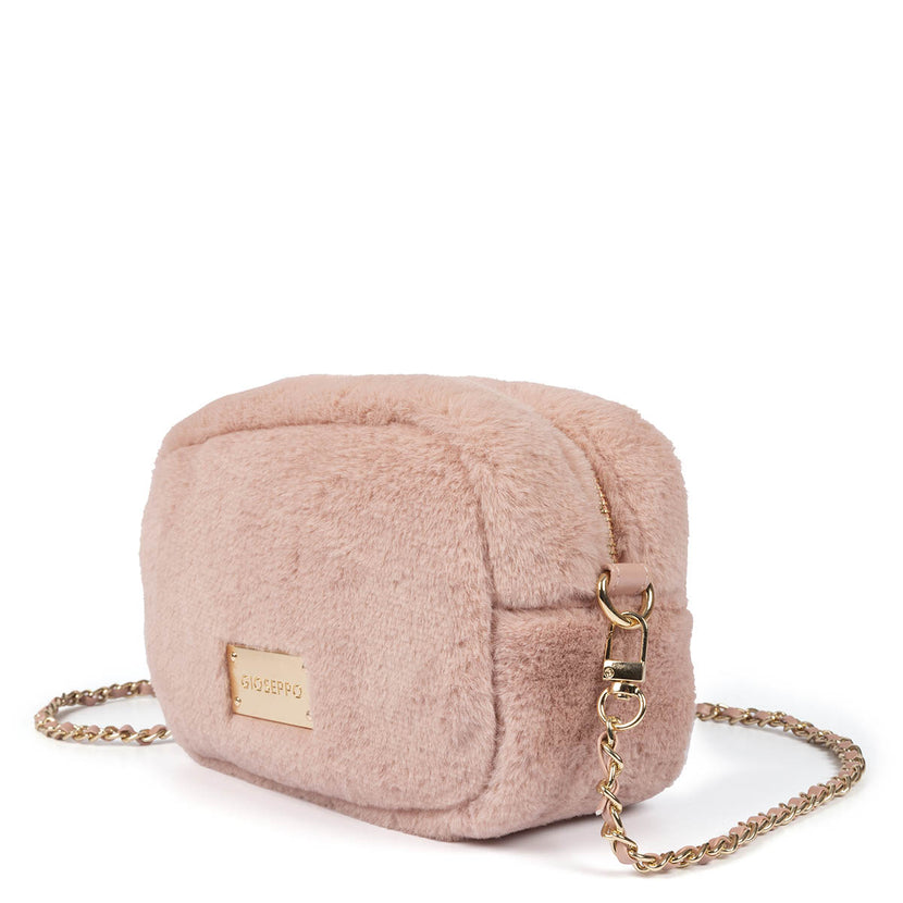 SAC ROSE EN FOURRURE À LANIÈRE AVEC CHAÎNE - FISS