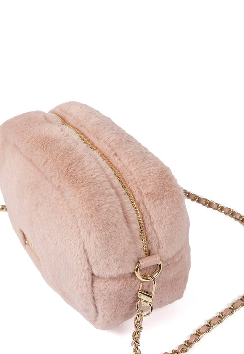 Bolso rosa de pelo con asa con cadena - fiss