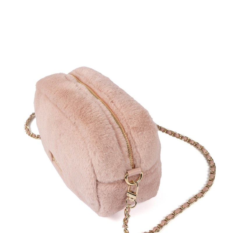 Bolso rosa de pelo con asa con cadena - fiss