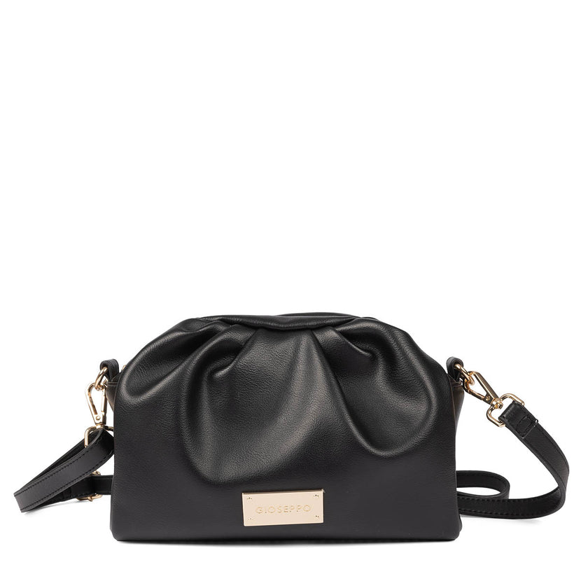 SAC NOIR À FRONCES ET LANIÈRE EN FOURRURE - GRAVDAL