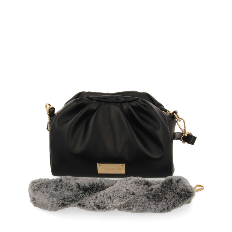 Gravdal frilly black bag with a furry handle
