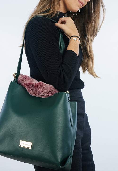 Bolso verde tipo shopper con asa de pelo - hecla 