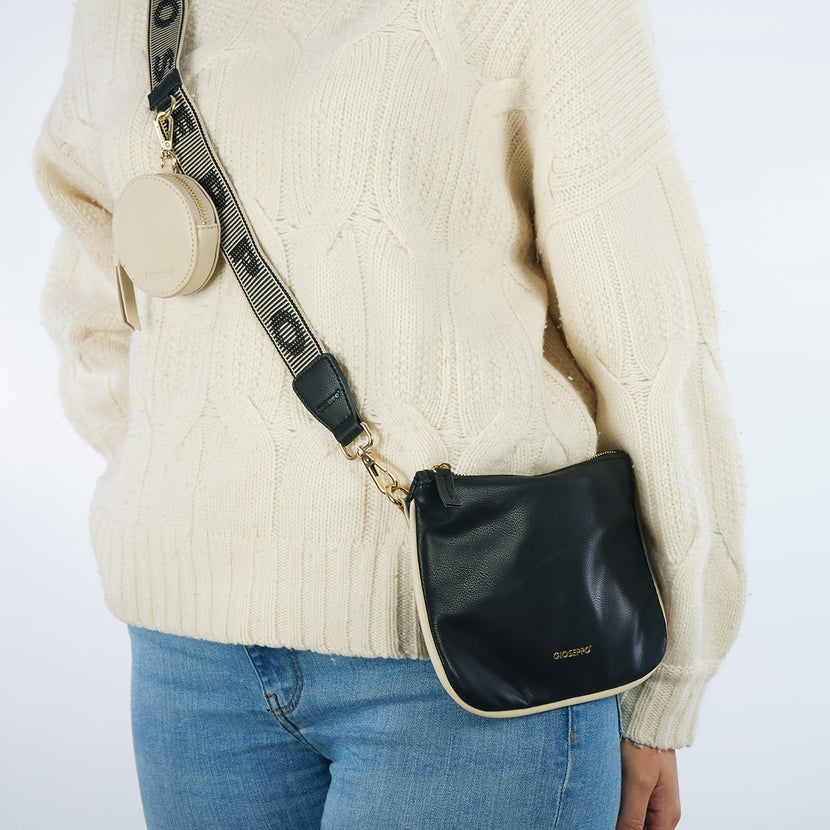 SAC BANDOULIÈRE NOIR AVEC DÉTAILS OFF-WHITE - IDRE
