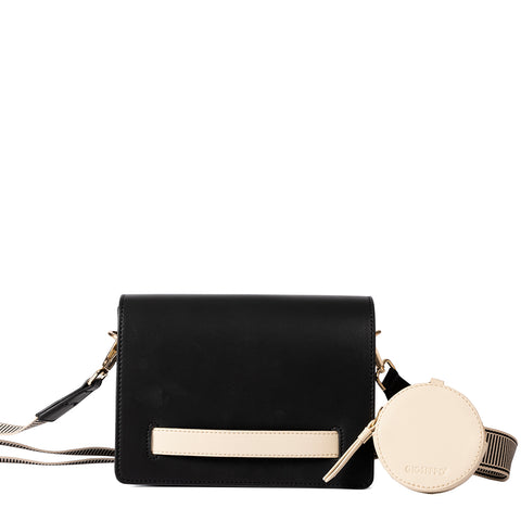 JAREN BLACK CROSSBODY BAG WITH CREAM DETAILS