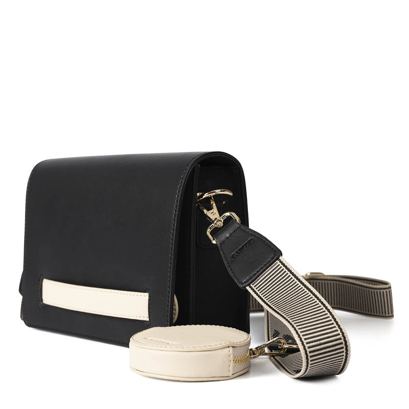 Jaren black crossbody bag with cream details