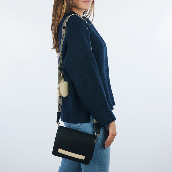 Jaren black crossbody bag with cream details