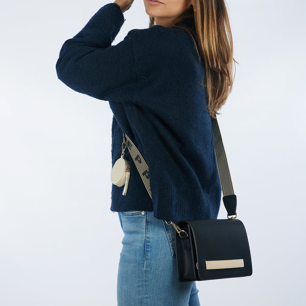 Jaren black crossbody bag with cream details