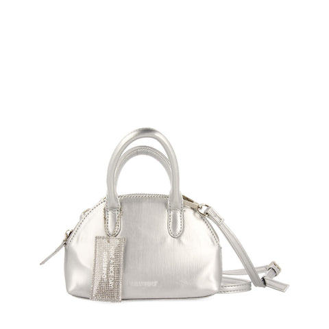 BOLSO MINI PLATA CON ASAS DE MANO Y BANDOLERA - LAUSA 