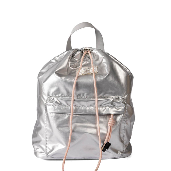 Lolland silver backpack with pocket