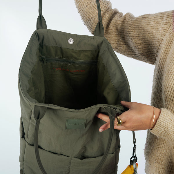 Odda quilted khaki shopper bag