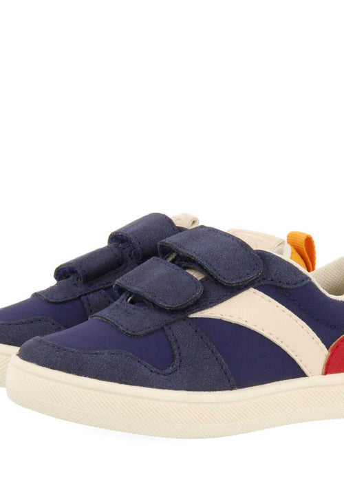 Alcester babies' navy blue retro sneakers with adjustable fastenings