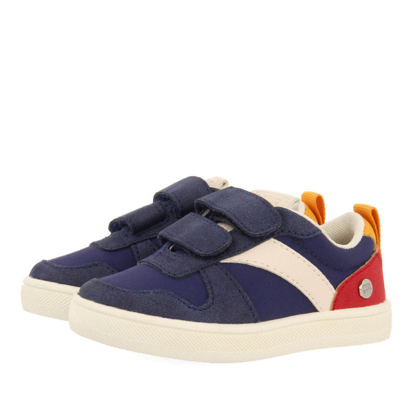 Alcester babies' navy blue retro sneakers with adjustable fastenings