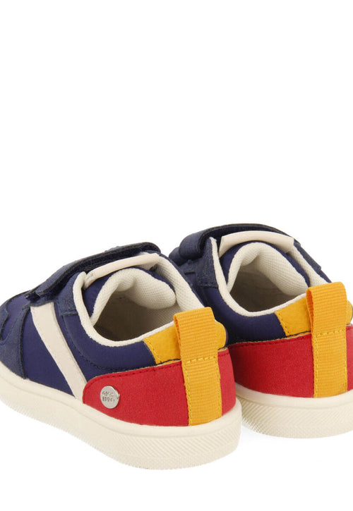 Alcester babies' navy blue retro sneakers with adjustable fastenings