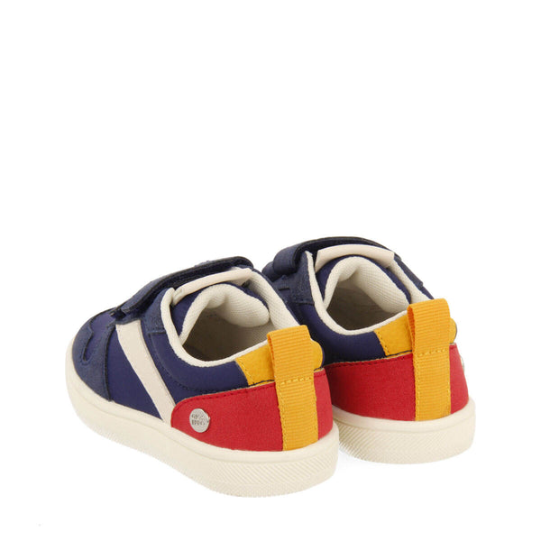 Alcester babies' navy blue retro sneakers with adjustable fastenings