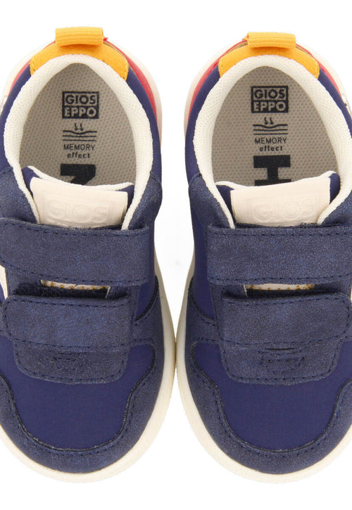 Alcester babies' navy blue retro sneakers with adjustable fastenings