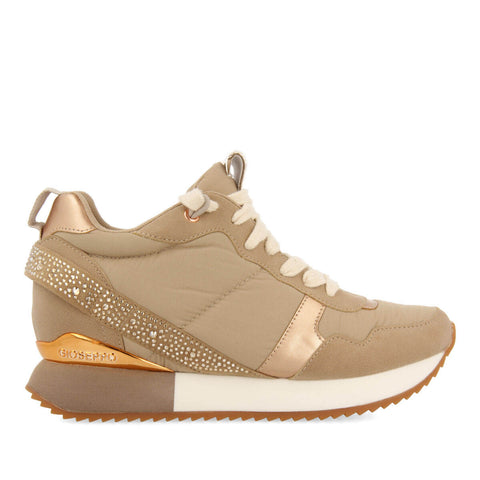 SNEAKERS BEIGE MONOCOLORE CON ZEPPA INTERNA E DETTAGLI DI CRISTALLI DA DONNA ALLANTON 