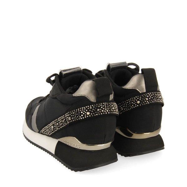 Sneakers negras monocolor con cuña interna y detalle de cristales para mujer allanton 