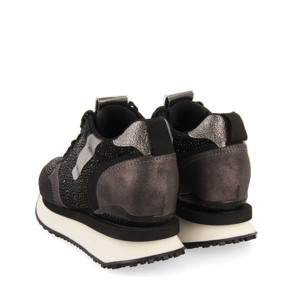 Hanko women's black monochrome sneakers with crystals