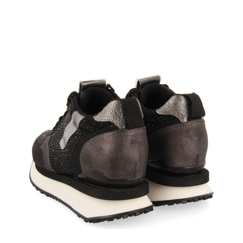 Hanko women's black monochrome sneakers with crystals