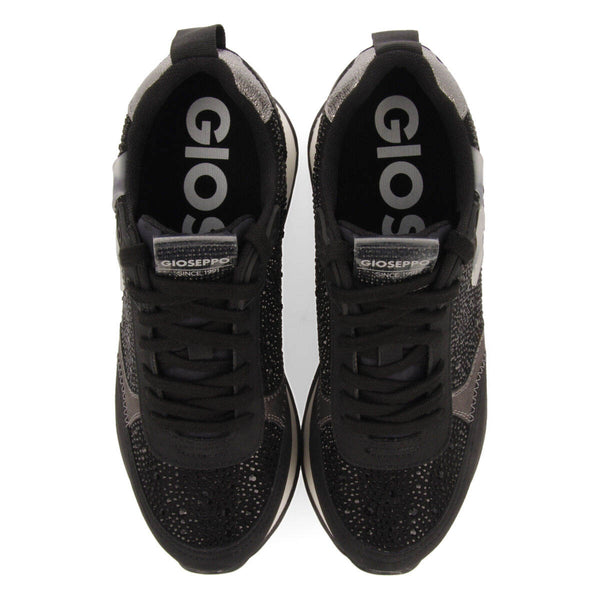 Hanko women's black monochrome sneakers with crystals