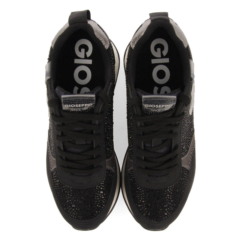Hanko women's black monochrome sneakers with crystals