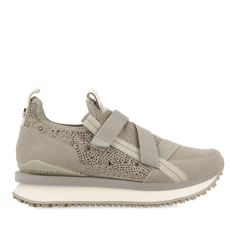 SNEAKERS TIPO CALCETÍN GRIS MONOCOLOR CON DETALLE DE CRISTALES PARA MUJER DRONGAN 