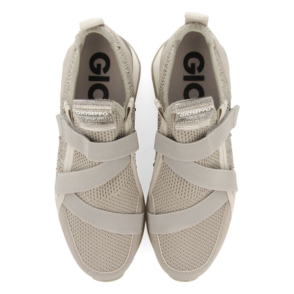 Sneakers tipo calcetín gris monocolor con detalle de cristales para mujer drongan 