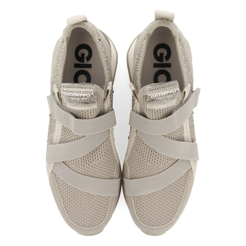 Sneakers tipo calcetín gris monocolor con detalle de cristales para mujer drongan 