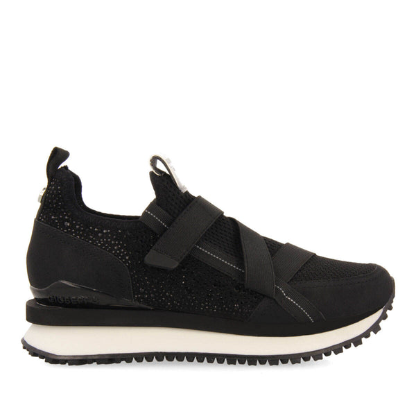 Sneakers tipo calcetín negras monocolor con detalle de cristales para mujer drongan 
