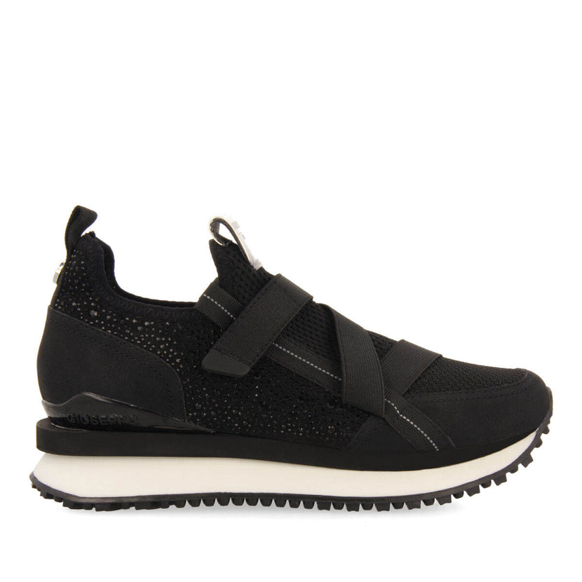 Sneakers tipo calcetín negras monocolor con detalle de cristales para mujer drongan 