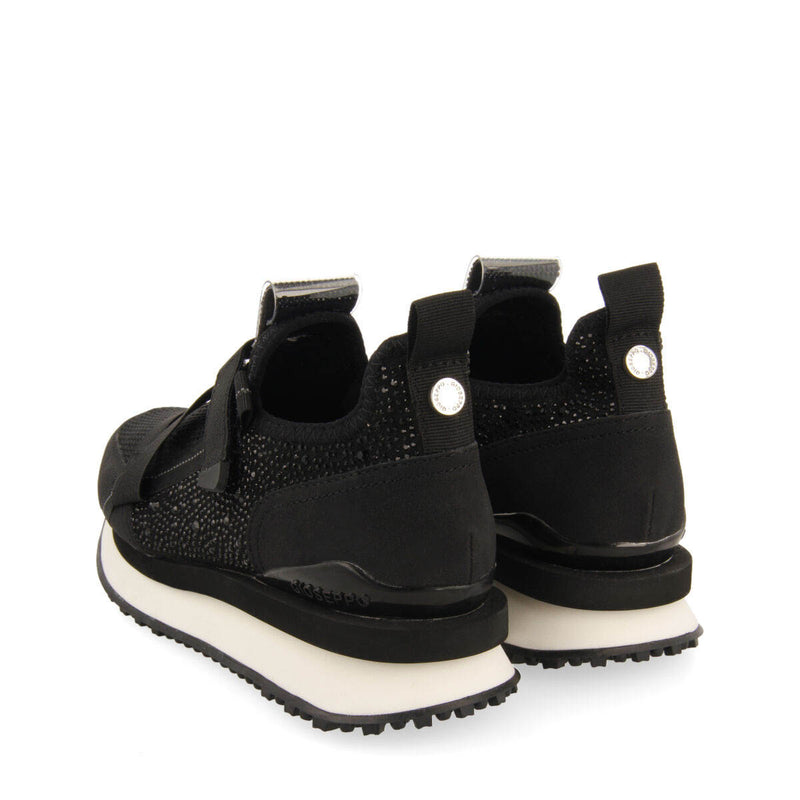 Sneakers tipo calcetín negras monocolor con detalle de cristales para mujer drongan 