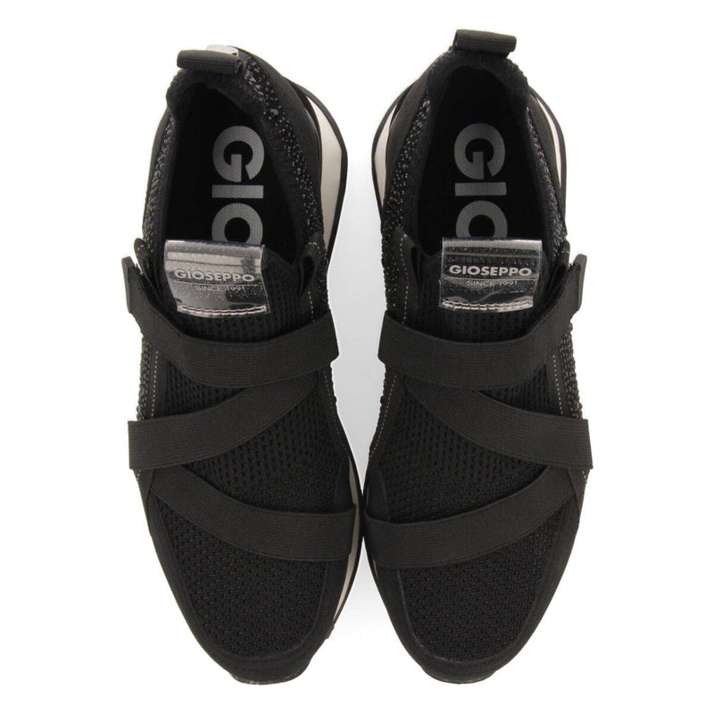 Sneakers tipo calcetín negras monocolor con detalle de cristales para mujer drongan 