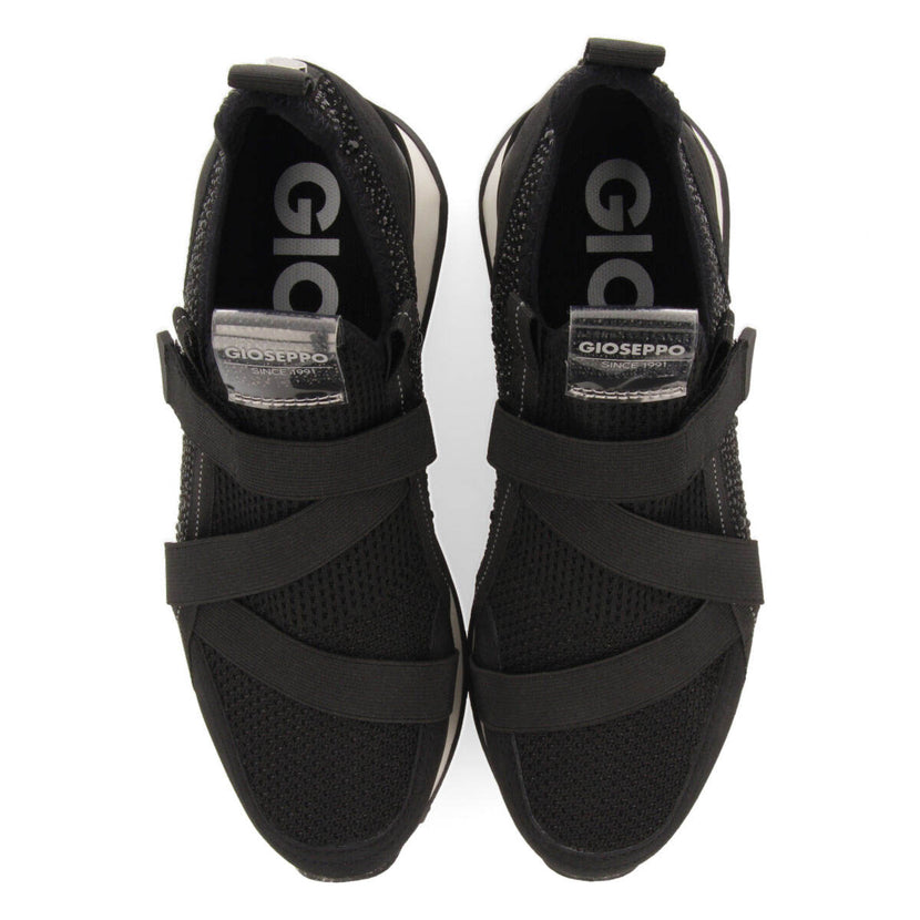 Sneakers tipo calcetín negras monocolor con detalle de cristales para mujer drongan 
