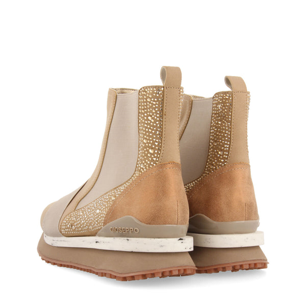 Sneakers tipo botín chelsea beige con cristales para mujer eggedal