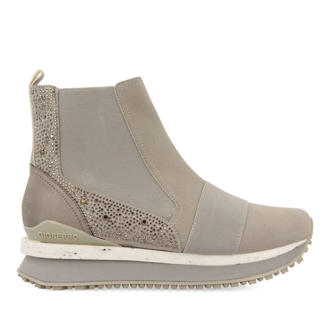 SNEAKERS TIPO BOTÍN CHELSEA GRIS CON CRISTALES PARA MUJER EGGEDAL