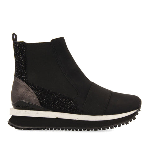 SNEAKERS TIPO BOTÍN CHELSEA NEGRAS CON CRISTALES PARA MUJER EGGEDAL
